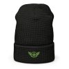waffle-beanie-black-front-2-68b908e6869e5.jpg Kiwi Green Embroidered Logo Beanie | Waffle