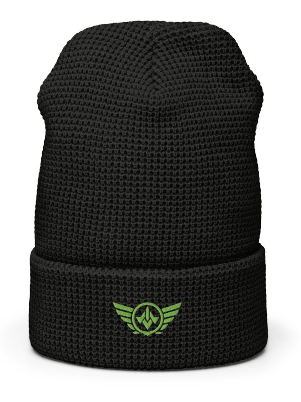 Kiwi Green Embroidered Logo Beanie | Waffle