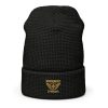 Old Gold Embroidered Brand Logo Beanie | Waffle
