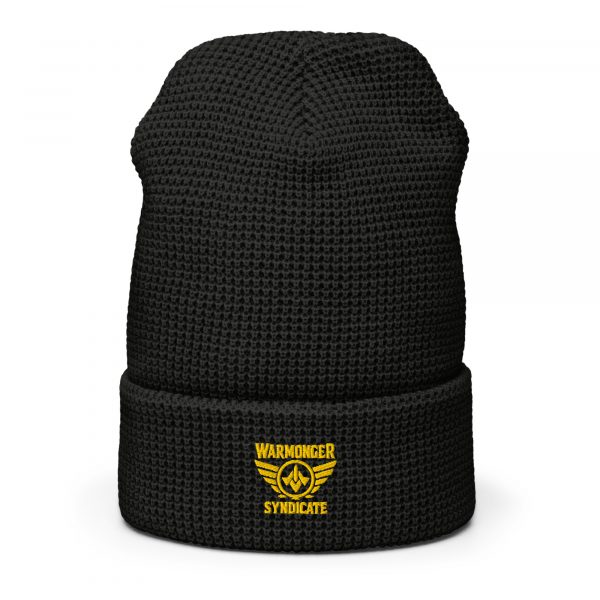 Gold Embroidered Brand Logo Beanie | Waffle