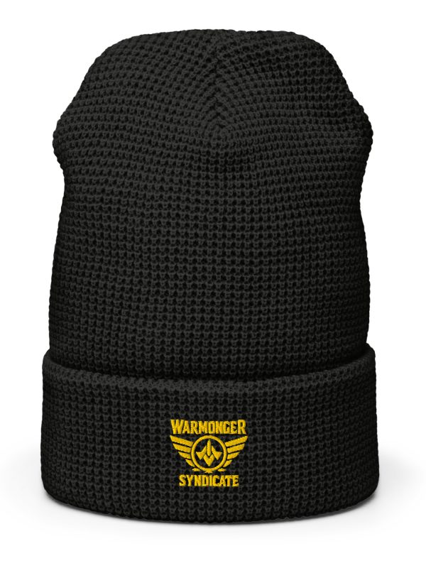 Gold Embroidered Brand Logo Beanie | Waffle