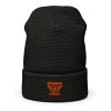 Orange Embroidered Brand Logo Beanie | Waffle