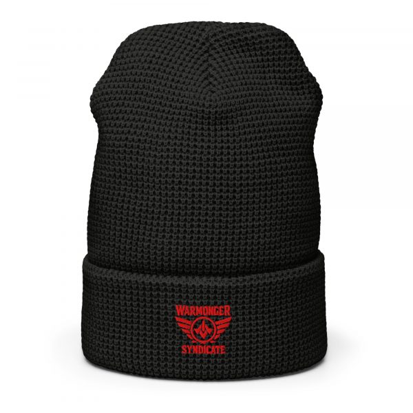 Red Embroidered Brand Logo Beanie | Waffle