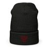 Maroon Embroidered Brand Logo Beanie | Waffle