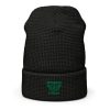 Kelly Green Embroidered Brand Logo Beanie | Waffle