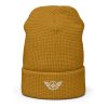 White Embroidered Logo Beanie | Waffle