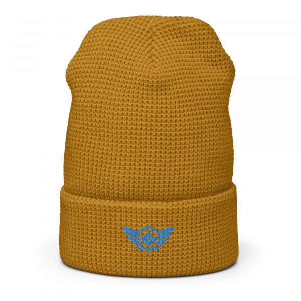 Aqua Embroidered Logo Beanie | Waffle