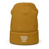 White Embroidered Brand Logo Beanie | Waffle