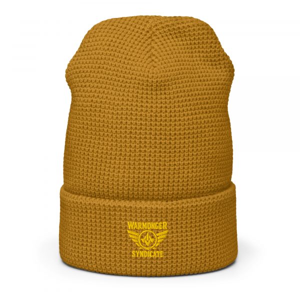 Gold Embroidered Brand Logo Beanie | Waffle