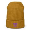 Purple Embroidered Brand Logo Beanie | Waffle