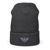 waffle-beanie-heather-charcoal-front-2-68b903bd0391b.jpg Grey Embroidered Logo Beanie | Waffle