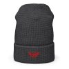 Red Embroidered Logo Beanie | Waffle