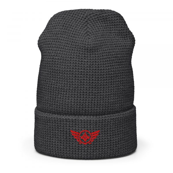 Red Embroidered Logo Beanie | Waffle