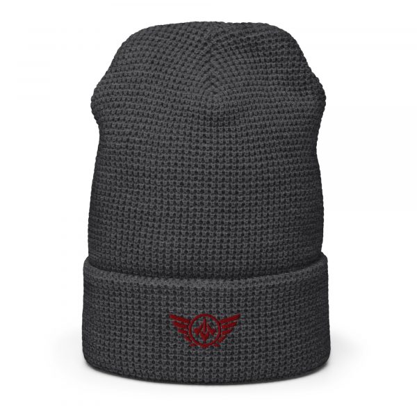 Maroon Embroidered Logo Beanie | Waffle