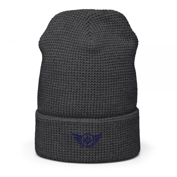 Navy Embroidered Logo Beanie | Waffle