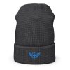 Aqua Embroidered Logo Beanie | Waffle
