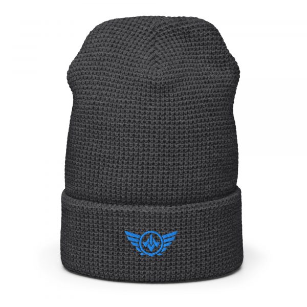 Aqua Embroidered Logo Beanie | Waffle