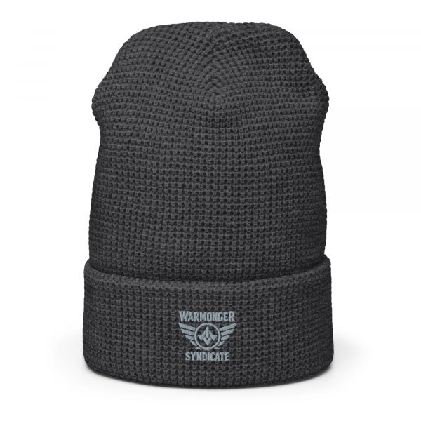 Grey Embroidered Brand Logo Beanie | Waffle
