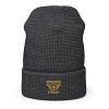 Old Gold Embroidered Brand Logo Beanie | Waffle
