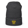 Gold Embroidered Brand Logo Beanie | Waffle