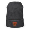 Orange Embroidered Brand Logo Beanie | Waffle
