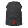 Red Embroidered Brand Logo Beanie | Waffle
