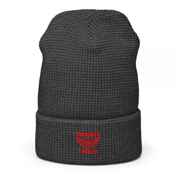 Red Embroidered Brand Logo Beanie | Waffle
