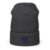 Navy Embroidered Brand Logo Beanie | Waffle