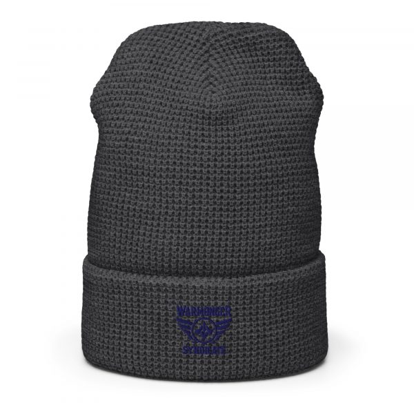 Navy Embroidered Brand Logo Beanie | Waffle