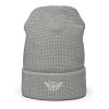 White Embroidered Logo Beanie | Waffle