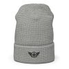 waffle-beanie-heather-grey-front-2-68b9037e6f53c.jpg Black Embroidered Logo Beanie | Waffle