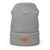 Orange Embroidered Logo Beanie | Waffle