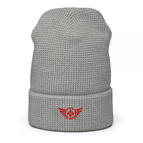 Red Embroidered Logo Beanie | Waffle
