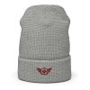 Maroon Embroidered Logo Beanie | Waffle