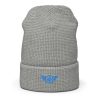Aqua Embroidered Logo Beanie | Waffle