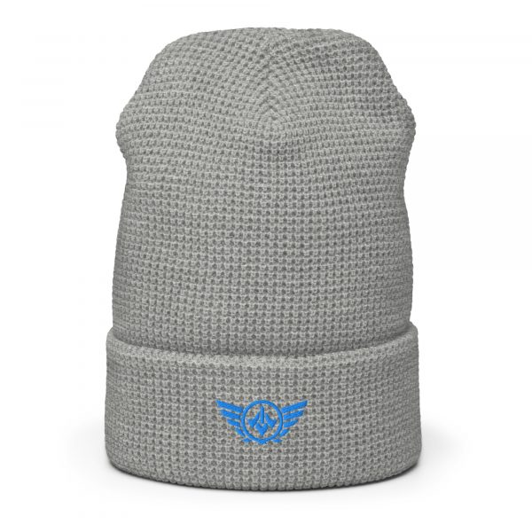 Aqua Embroidered Logo Beanie | Waffle
