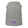 Purple Embroidered Logo Beanie | Waffle