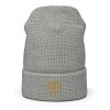 Old Gold Embroidered Brand Logo Beanie | Waffle