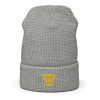 Gold Embroidered Brand Logo Beanie | Waffle