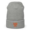 Orange Embroidered Brand Logo Beanie | Waffle