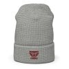 Maroon Embroidered Brand Logo Beanie | Waffle