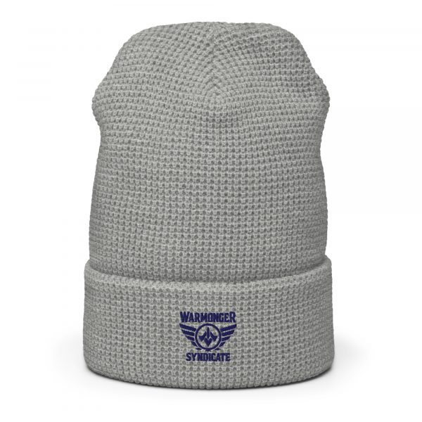 Navy Embroidered Brand Logo Beanie | Waffle