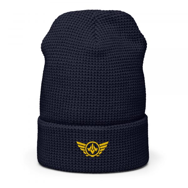 Gold Embroidered Logo Beanie | Waffle