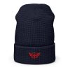 Red Embroidered Logo Beanie | Waffle