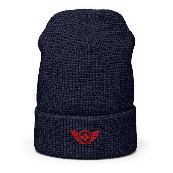 Red Embroidered Logo Beanie | Waffle