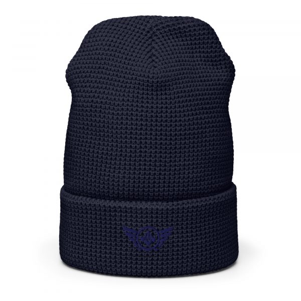 Navy Embroidered Logo Beanie | Waffle