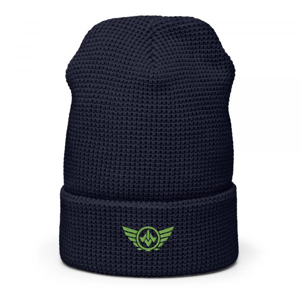 waffle-beanie-navy-front-2-68b908e687b85.jpg Kiwi Green Embroidered Logo Beanie | Waffle