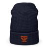 Orange Embroidered Brand Logo Beanie | Waffle