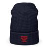 Red Embroidered Brand Logo Beanie | Waffle