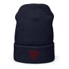 Maroon Embroidered Brand Logo Beanie | Waffle